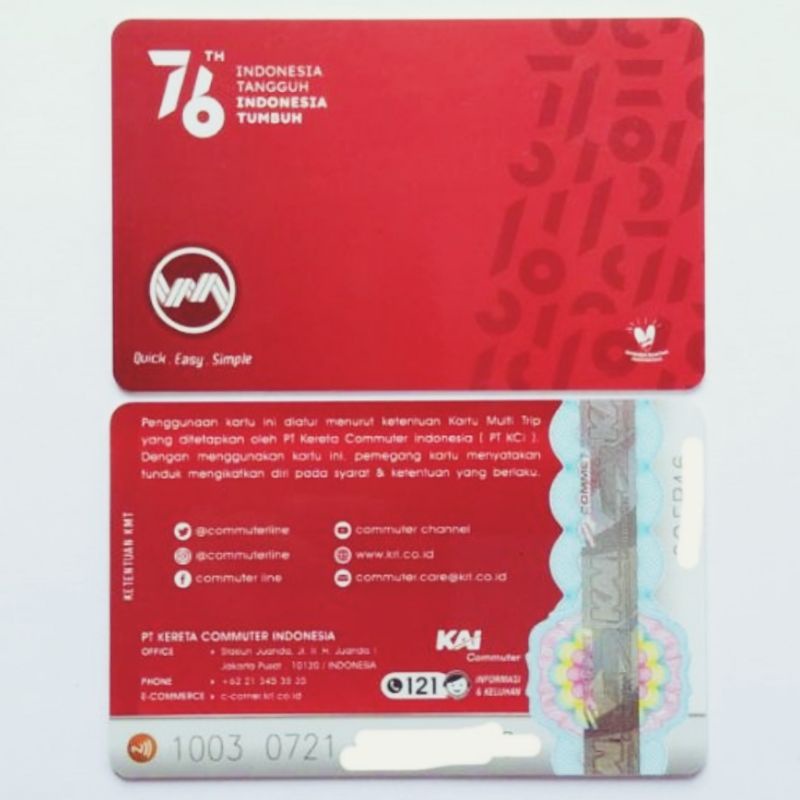 Kartu KMT [KRL / COMMUTER LINE]  Limited Edition Multi Trip, Reguler/Tematik Edisi Khusus HUT RI ke-76 /Seperti e-Money