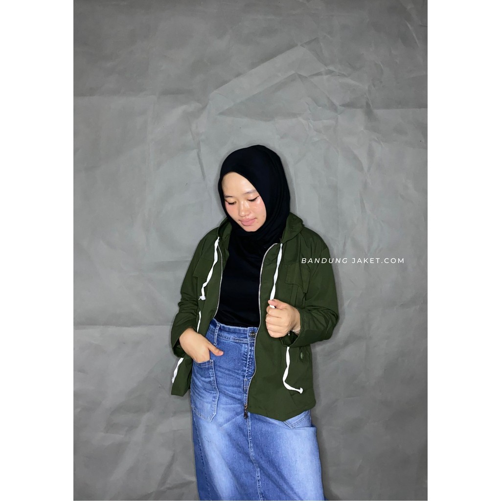 JAKET MERLIN PARKA HOODIE || Jaket Semi Parka cewek