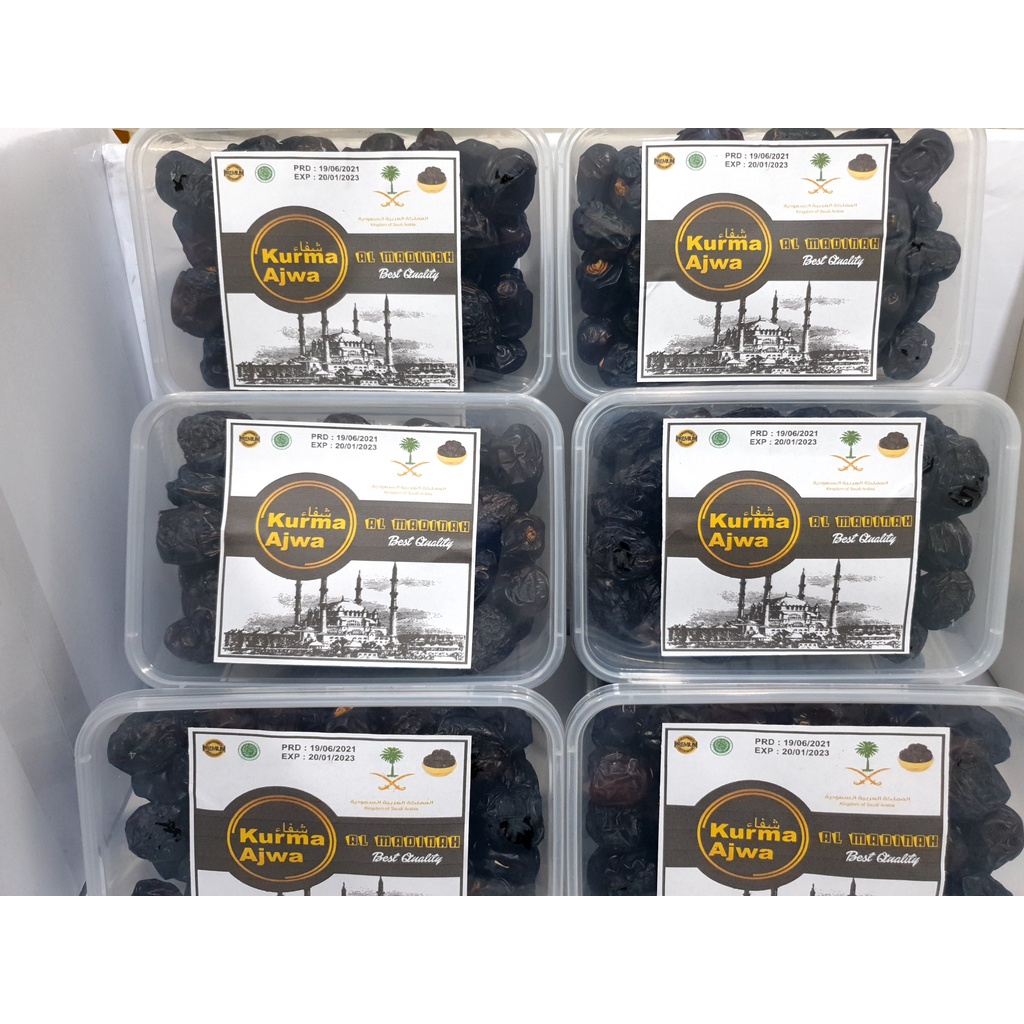 KURMA AJWA MADINAH KEMASAN TOPLES 500GR /KURMA NABI ASLI ARAB exp2026)