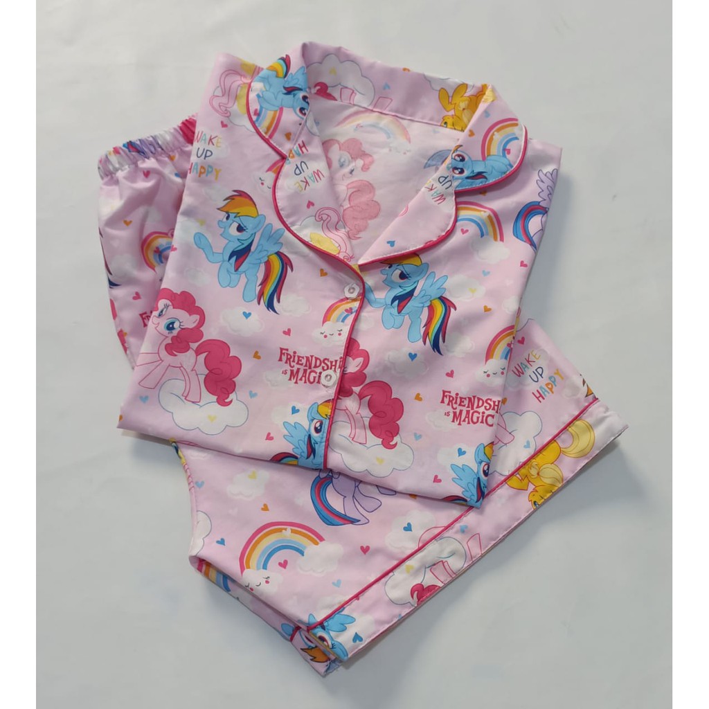 Piyama bisa couple ibu dan anak motif kuda pony magic pink