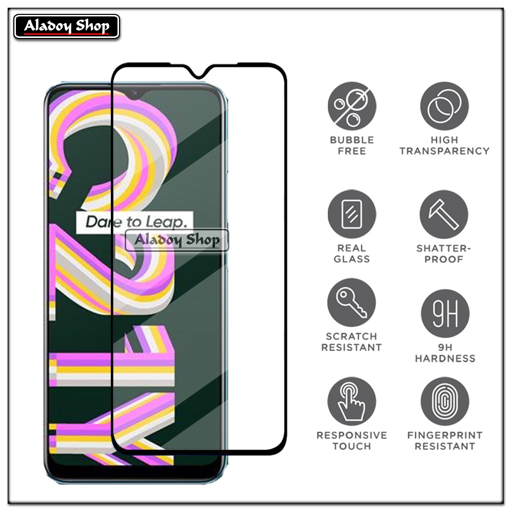 Case REALME C21Y Armor Fushion Transparent Casing + Tempered Glass Full Layar dan Skin Carbon