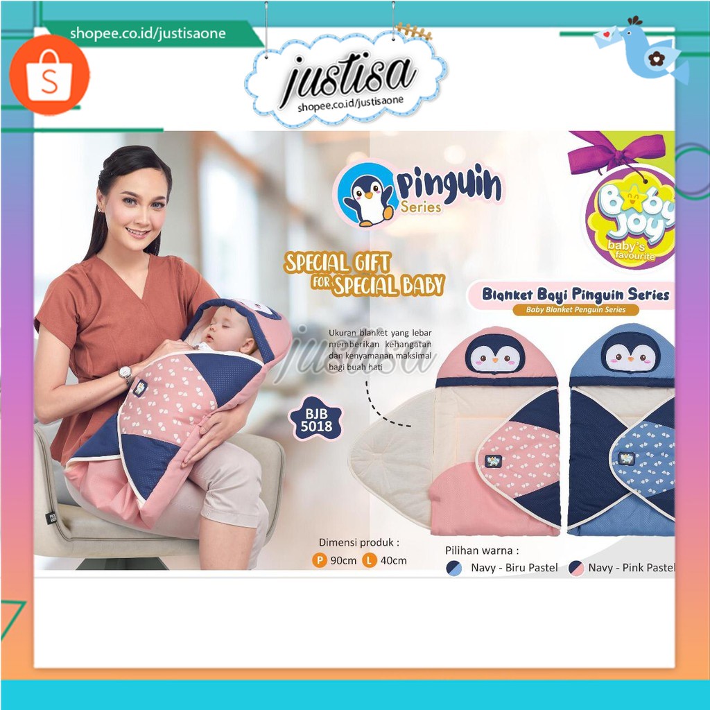 Promo !! SALE !! Baby Joy Blanket Selimut Pinguin Series BJB 5018 - Selimut babi joy series pinguin terbaru