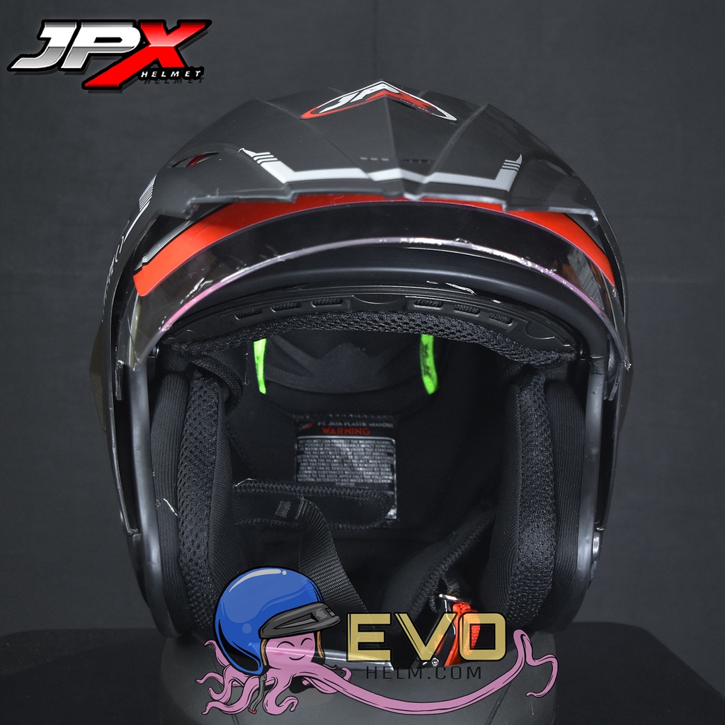 HELM JPX SUPERMOTO SOLID BLACK DOFF ORIGINAL HELM JPX HALFFACE JPX SUPERMOTO SUPREME DOUBLE VISOR