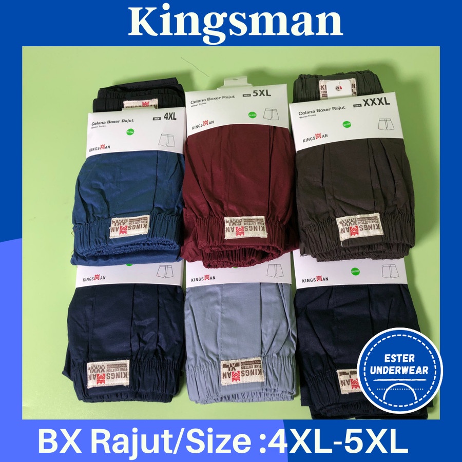 Celana Boxer Pria Super Big Size Kingsman Rajut|Woven|Glow Isi-1 Pcs