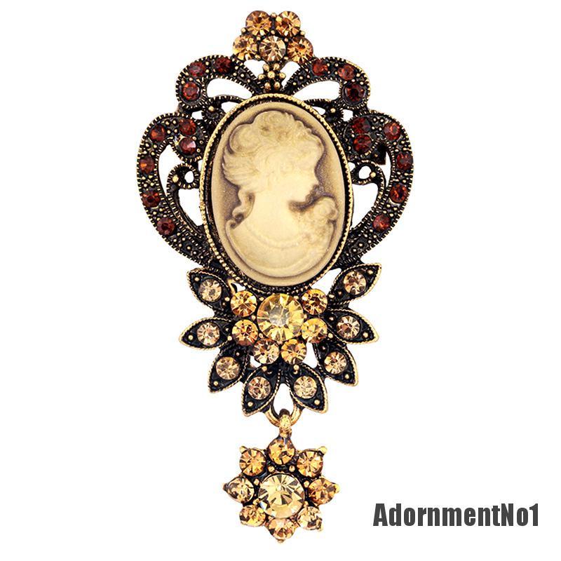 (Adornmentno1) 1pc Bros / Pin Gaya Victoria Motif Cameo Aksen Kristal Untuk Aksesoris Wanita / Pesta Pernikahan