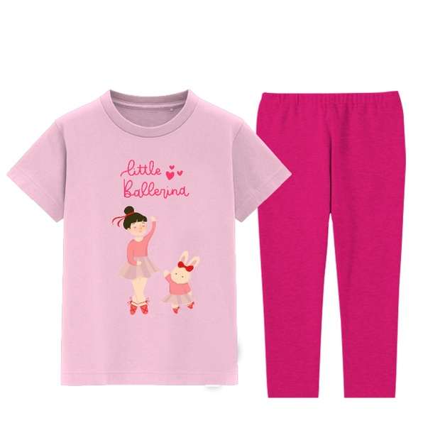 Piyama Little Ballerina Untuk Anak Perempuan Usia 2-8 Tahun Bahan Katun Combed 30s