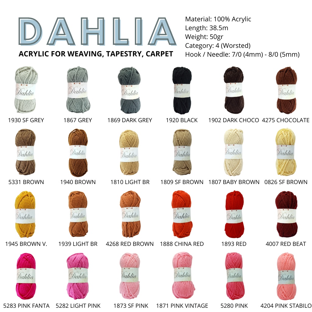 BENANG RAJUT KARPET DAHLIA / CARPET YARN DAHLIA (mirip KINLON) / WEAVING TAPESTRY CARPET