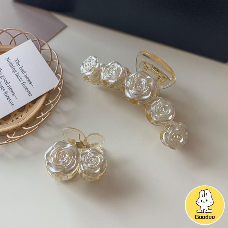 Jepit Rambut Korea Bentuk Bunga Mawar Camellia Warna Transparan Aksesoris Wanita Cepit Rambut -Doo