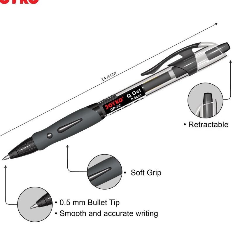 

Grosir Gembira Gel Pen - Pulpen - Pena Joyko GP-265 - Q Gel - Hitam 1 Pack / 12 Pcs