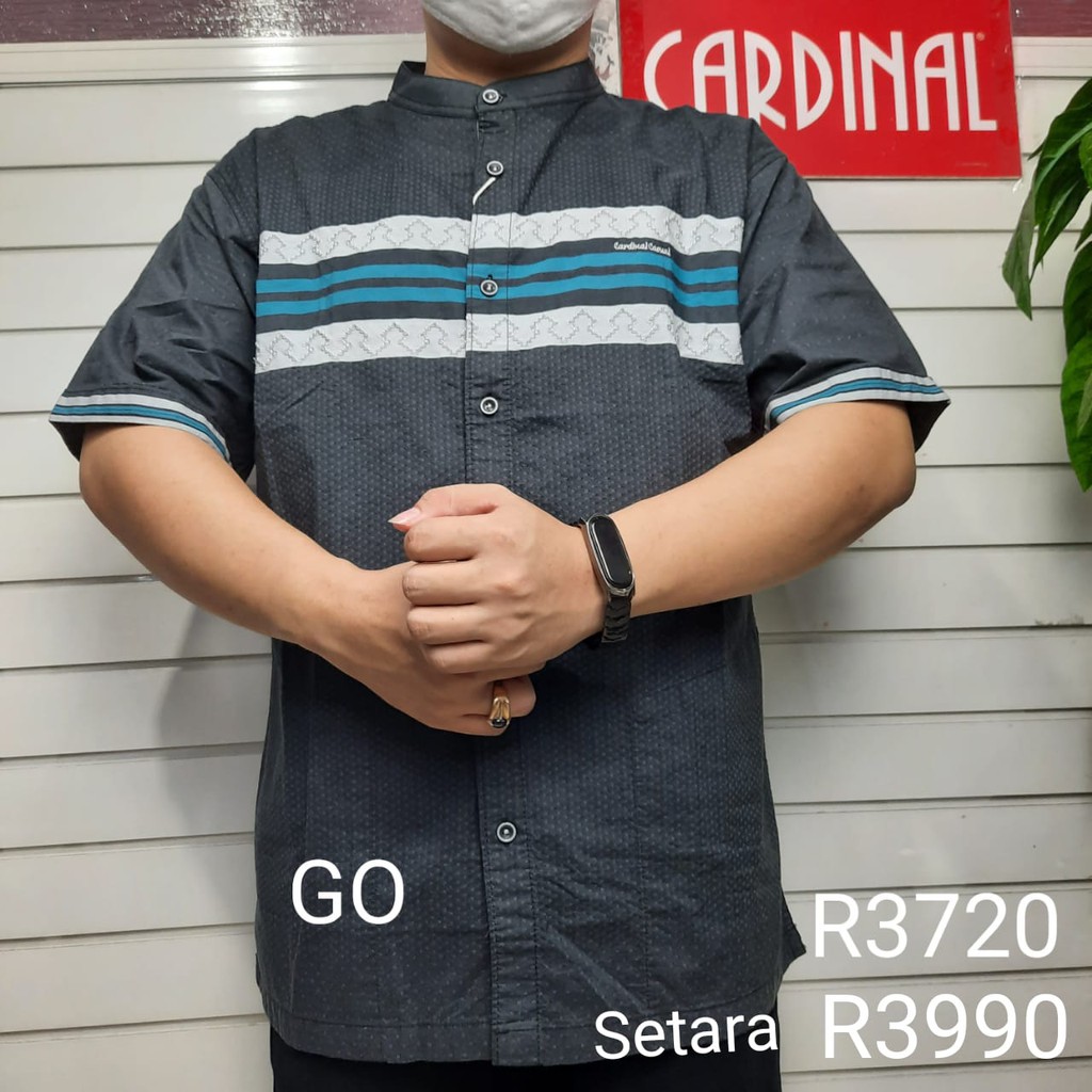 gos CARDINAL KEMEJA KOKO Taqwa Pakaian Pria Original Baju Muslim Salur Lengan Pendek Kekinian