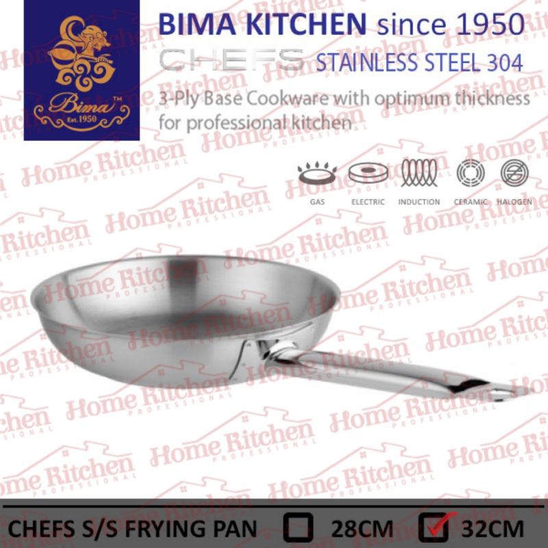 BP1901528 BP1901532 Panci Penggorengan Bima Chef  SUS304 Wajan Stainless 28cm 32cm