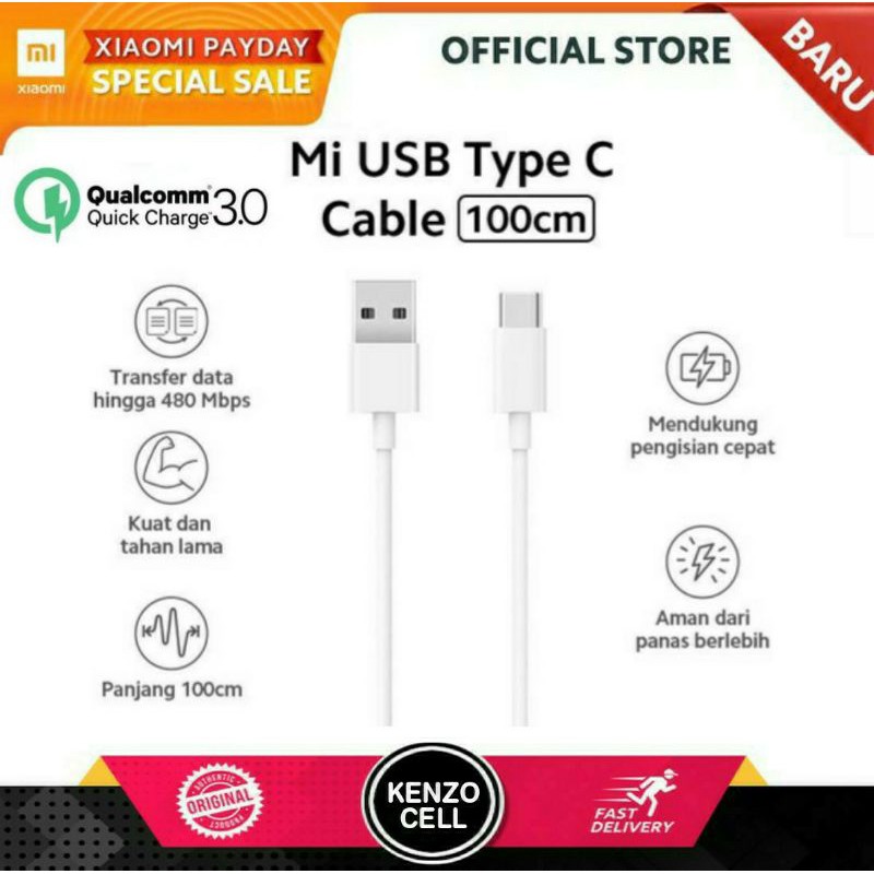 Kabel Data Type C - Xiaomi Redmi 9C 8A Pro Original - Usb tipe c Charger Mi6X Mi8 Note 7 8 9 10 8T