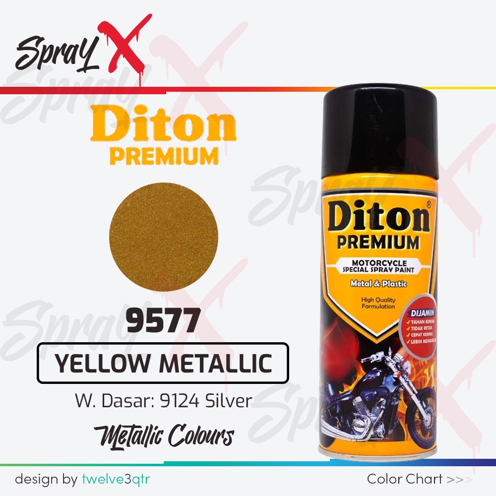 DITON PREMIUM METALLIC YELLOW METALLIC 9577 / KUNING METALIK #9577 400ML - CAT SEMPROT
