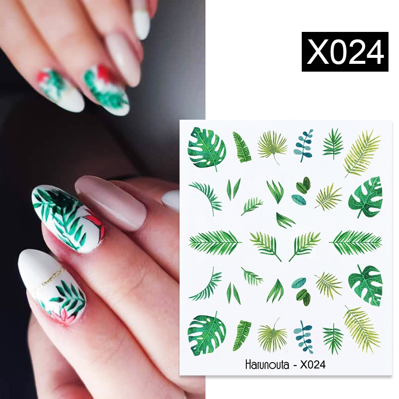 Harunouta Stiker Decal Transfer Air Motif Buah / Bunga / Daun Untuk Dekorasi Nail Art / Kutek Gel UV