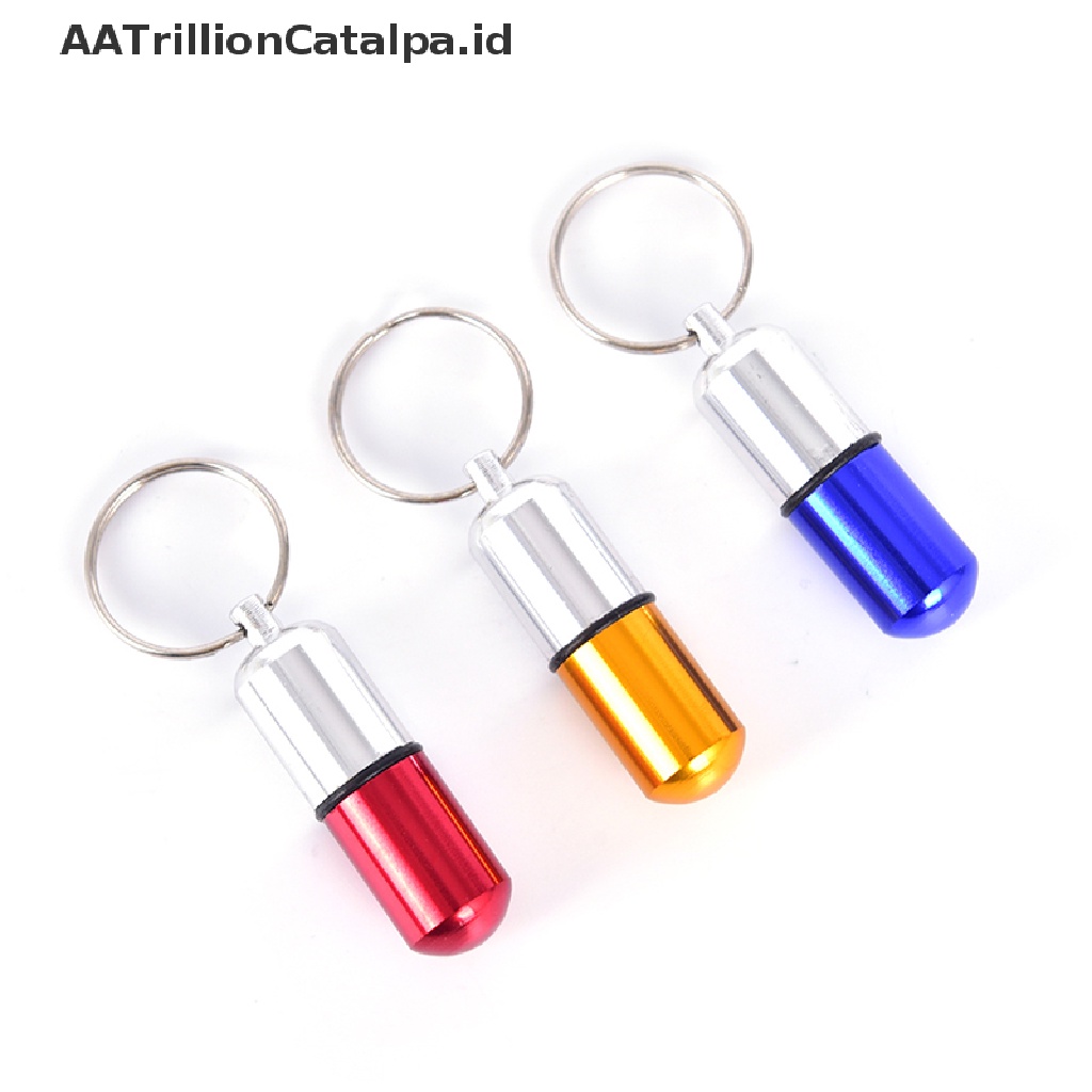 Aatrillioncatalpa Gantungan Kunci Botol Kontainer Obat Mini Bahan Metal Anti Air