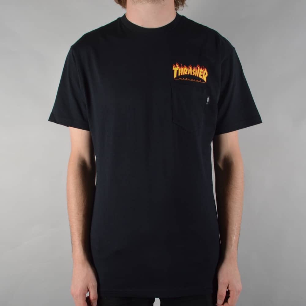 Kaos Vans - Vans x Thrasher Pocket T-Shirt - Black Breathable Cotton