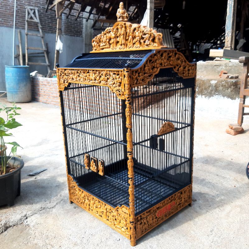 sangkar kotak kayu full ukir jepara