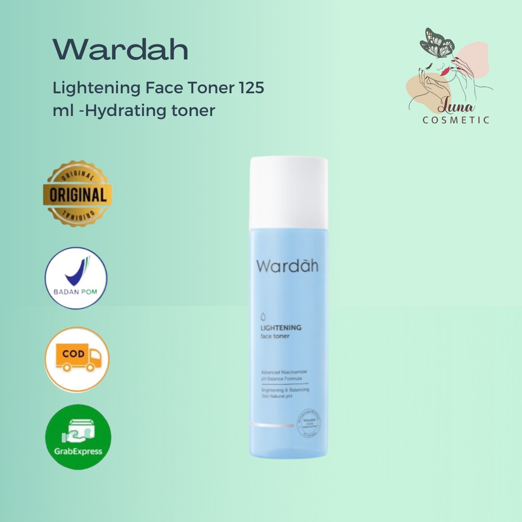 Wardah Lightening Face Toner 125 ml -Hydrating toner dengan formula pH balance, Advanced Niacinamide