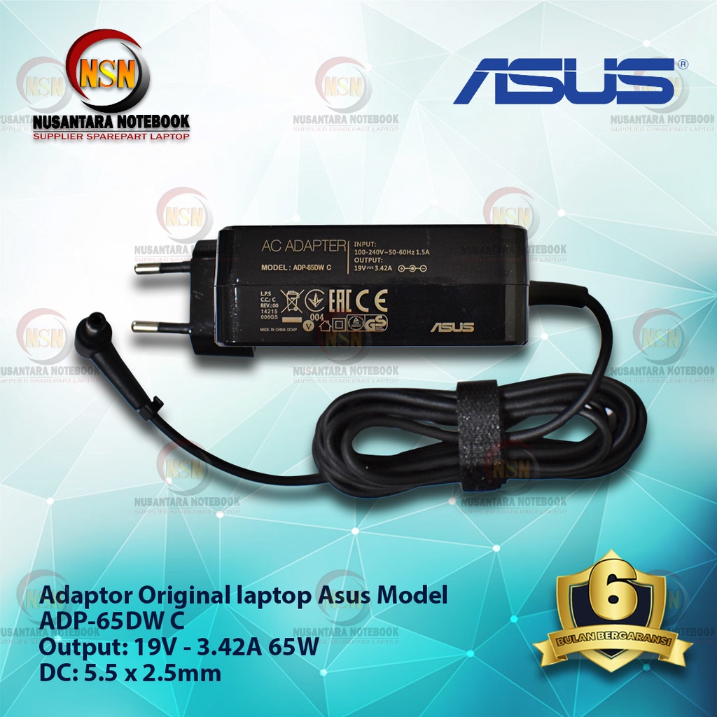 Adaptor Charger Original Asus 19V - 3.42A Plugin Standard 5.5 x 2.5 mm