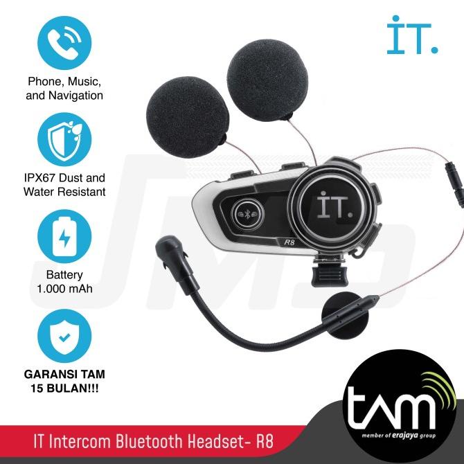 IT Intercom Bluetooth Helm R8 - GARANSI TAM 15 Bulan - Interkom Helm termurah