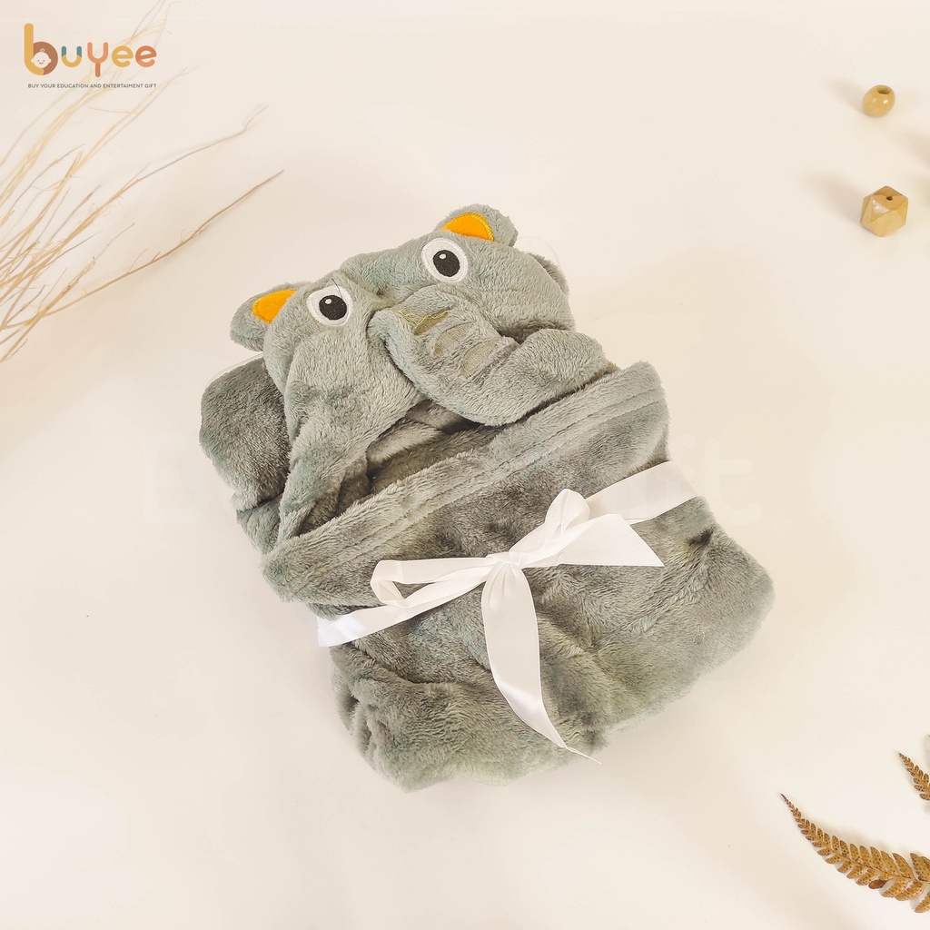 Selimut Bayi Topi Boneka Karakter Hewan | Lembut Fleece