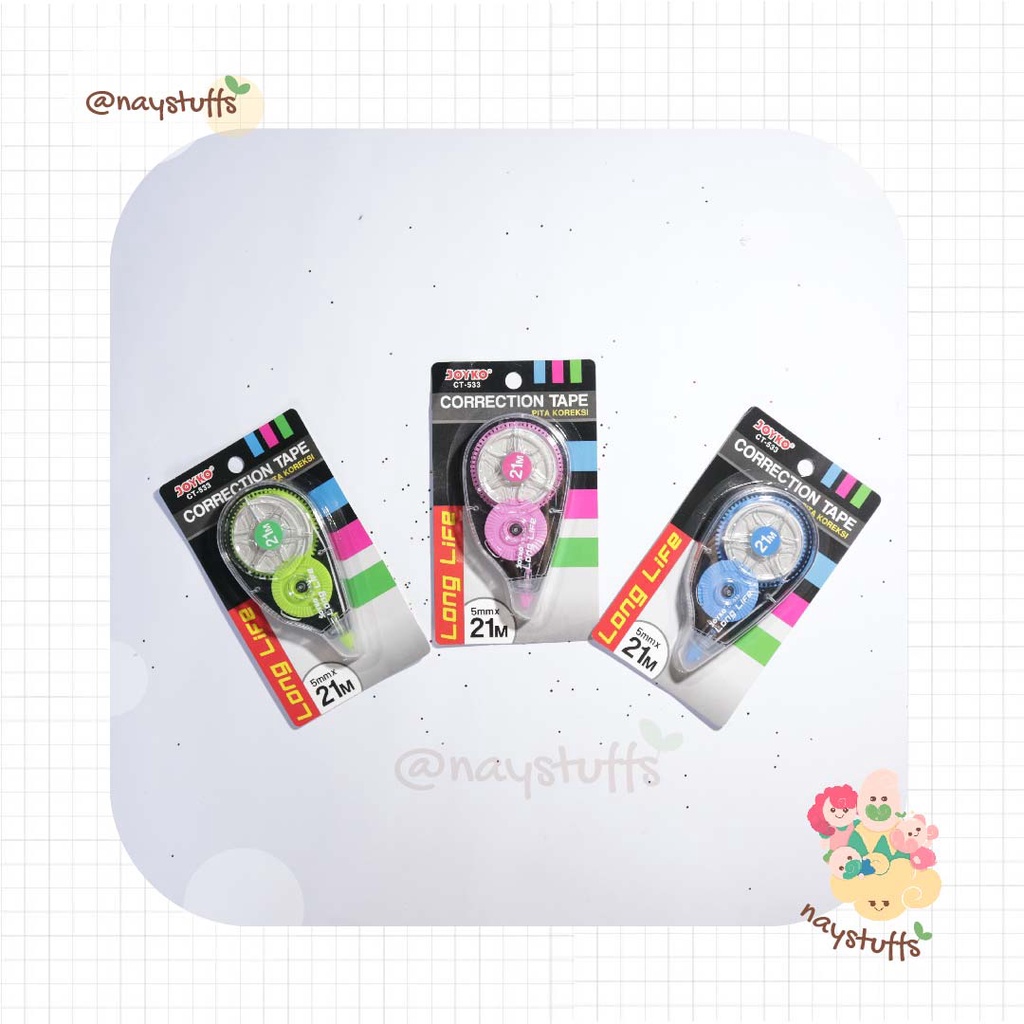 

Tip Ex Roll / Correction Tape Joyko / Pita Koreksi Joyko / Tip-Ex Kertas Roll Long Life Joyko 21 M - CT-533
