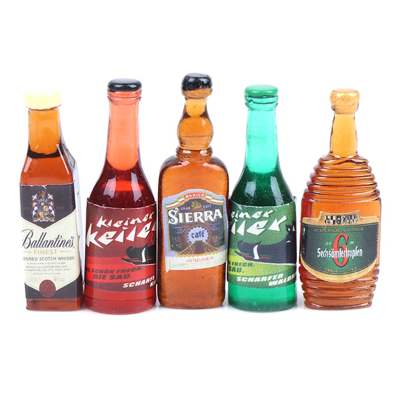 &lt; E2id &amp; &gt; 10Pcs / Set Miniatur Botol Wine Skala 1: 12 Untuk Dekorasi Rumah Boneka