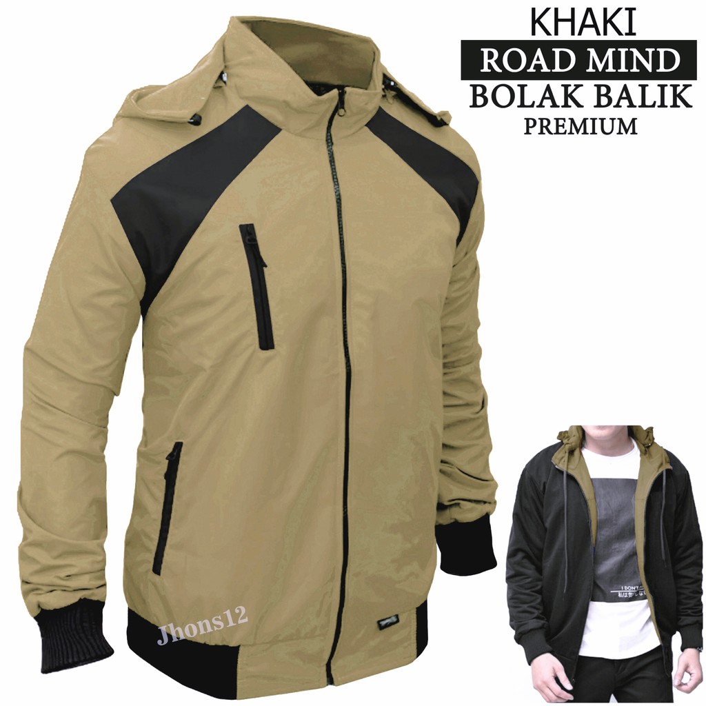 JAKET PARASUT BOLAK BALIK 2IN1 ROAD MIND PREMIUM ABU MUDA PARASIT JAKET MOTOR PRIA WANITA M L XL XXL