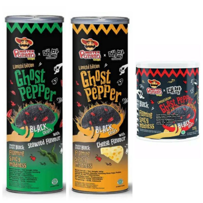 

Mister potato limited edition daebak ghost pepper black crisps 45gr dan 100gr ORIGINAL KEJU SEAWEED