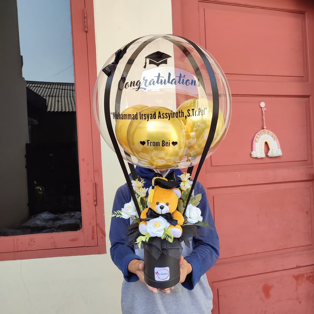 Buket Balon Boneka/Buket Balon Boneka Wisuda/Buket Balon Boneka Ulang Tahun/Annyversary/Perayaan