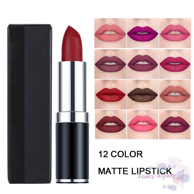 Matt Waterproof Lipstik Tahan Lama Bibir Kosmetik Kecantikan Makeup 12 Warna