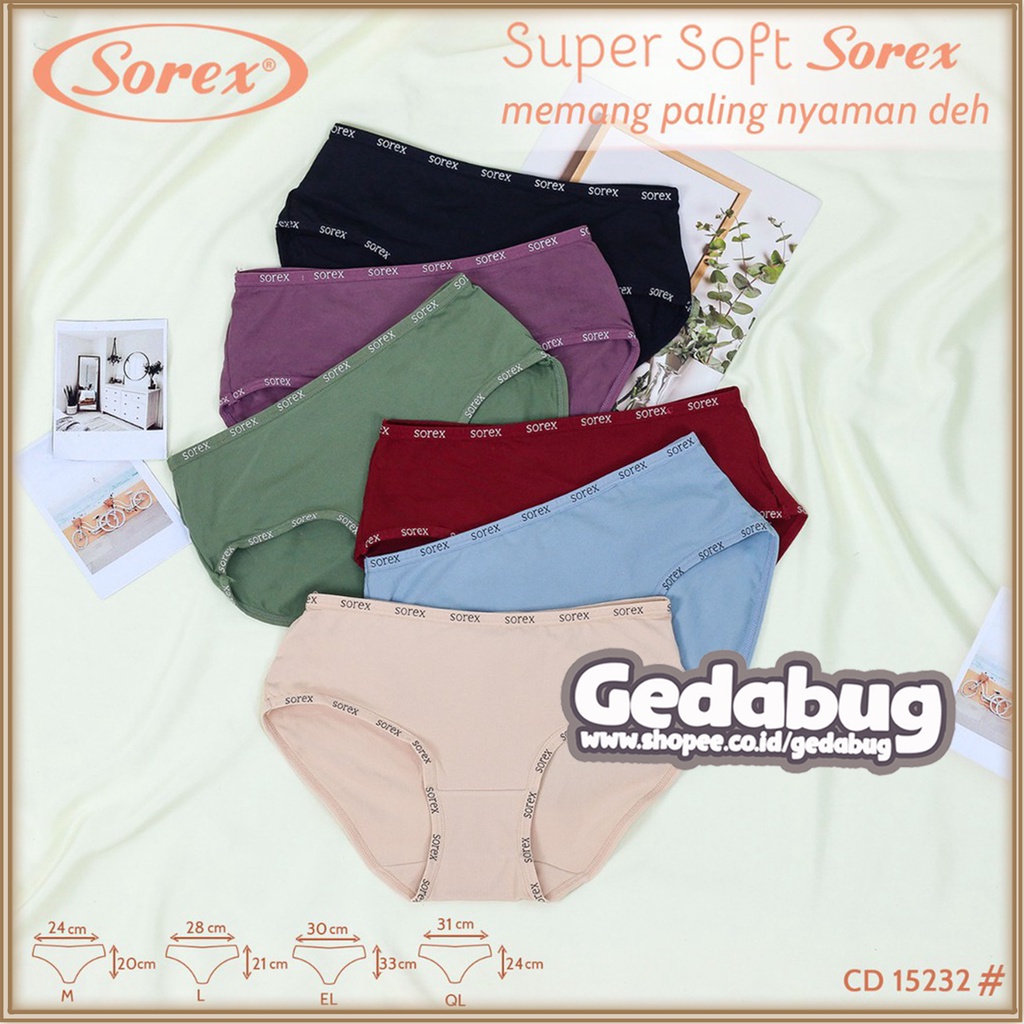 CD Wanita Sorex 15232 Motif List Cassual | Pakaian Celana Dalam Wanita Super Soft - Gedabug