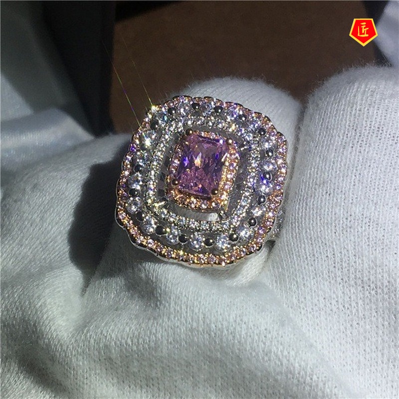 Cincin Kristal Berlian Warna Pink