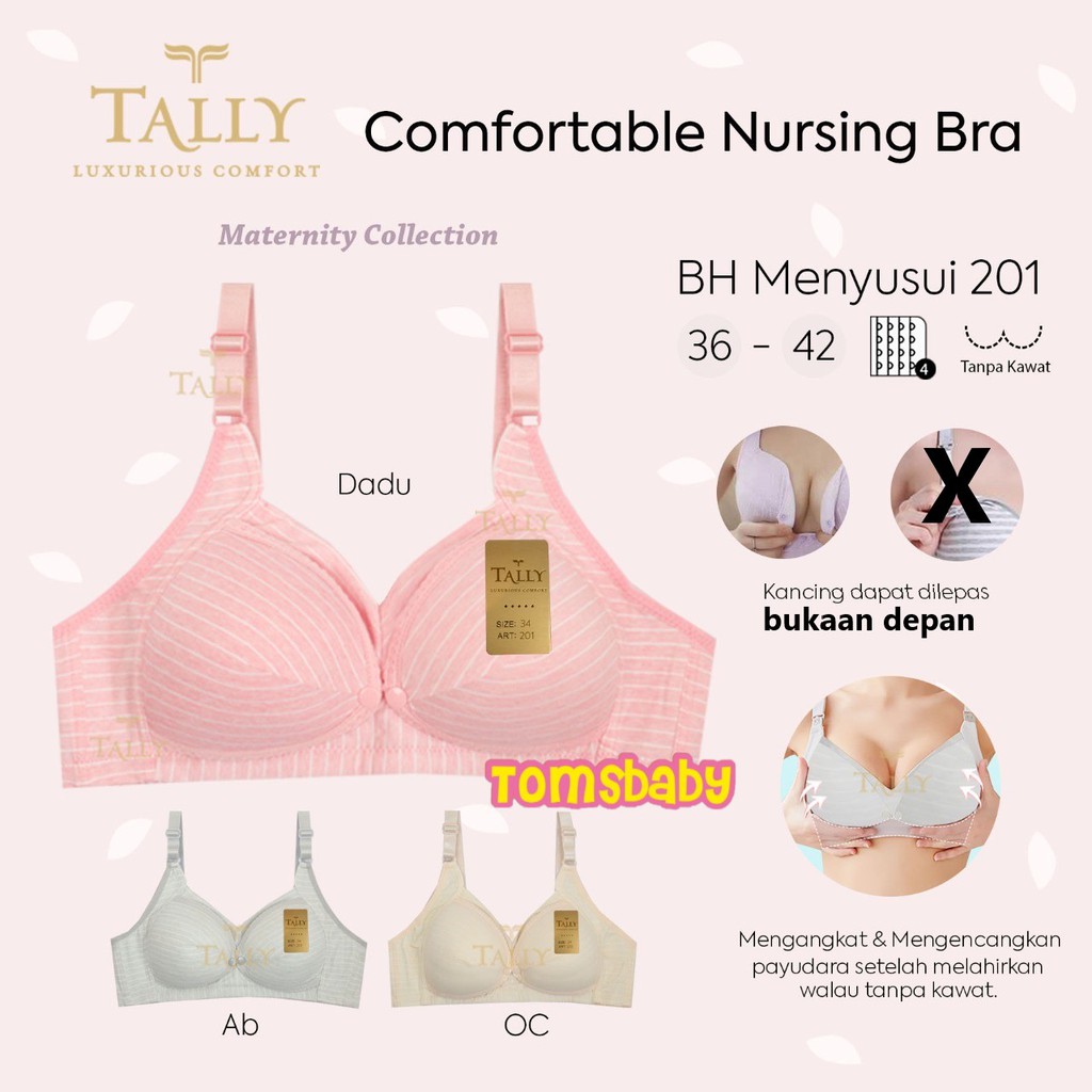 TALLY 1pcs Bra Menyusui Tanpa Kawat Busa Tipis Buka Depan/ Tally BH 201