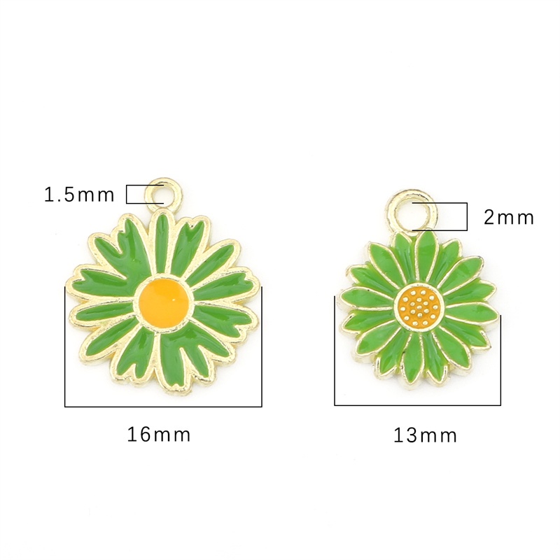 5pcs Liontin Bunga Daisy Enamel Ukuran 13 / 16mm Untuk Membuat Perhiasan Kalung Gelang