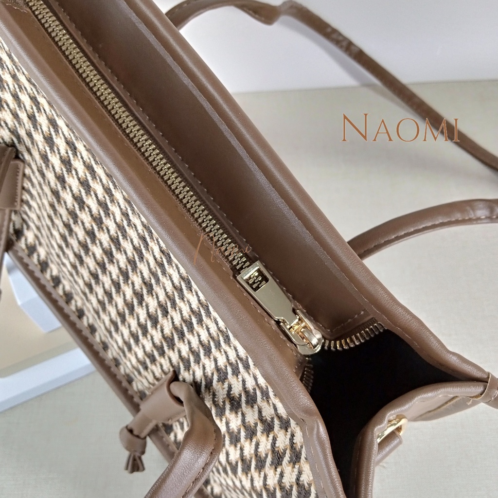 NAOMI - Margareth Shoulder Bag Import - Tas Branded Fashion Bag Wanita - Brown Black Shoulder Bag Premium - Tas Wanita - Tas Naomi - Naomi Bag - women bag