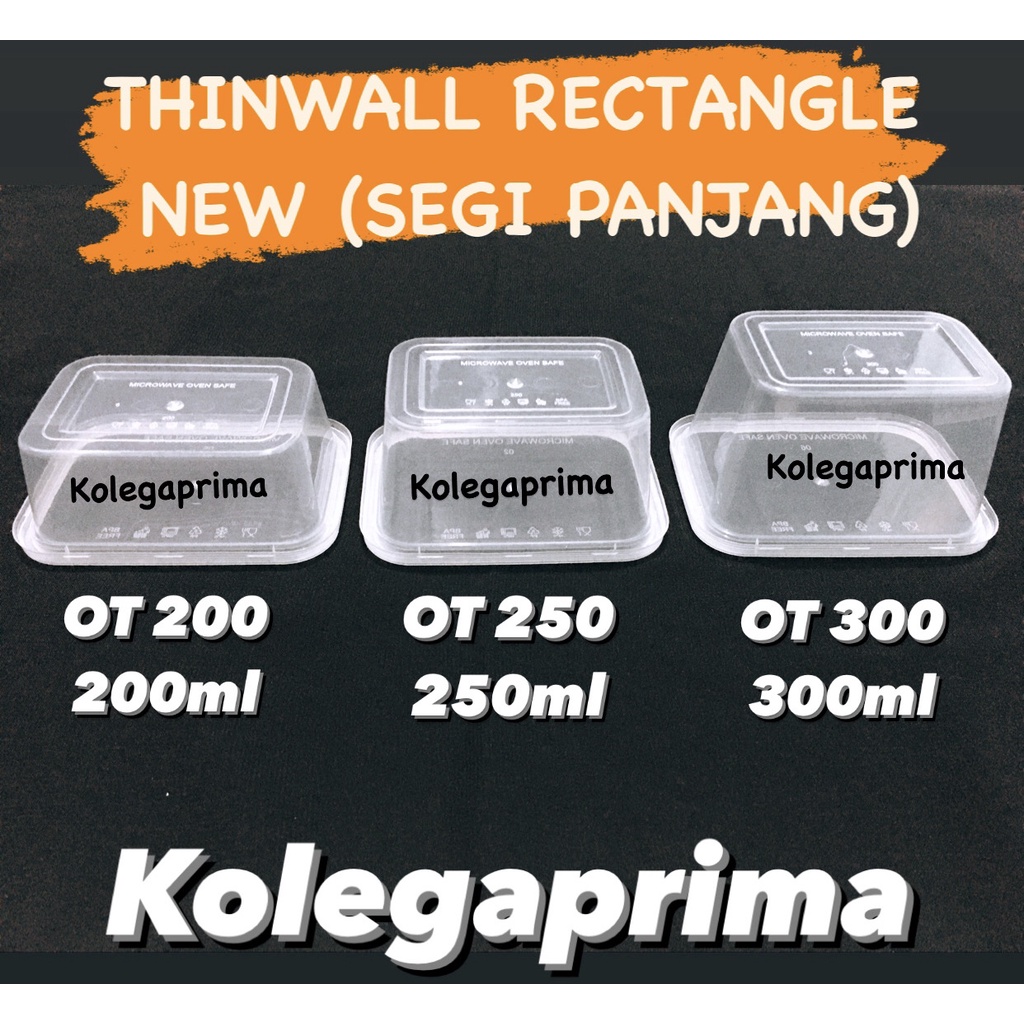 THINWALL PERSEGI PANJANG 250ML (OT 250)/ WADAH PLASTIK MURAH/ DESSERT KONTAINER ISI 25PCS