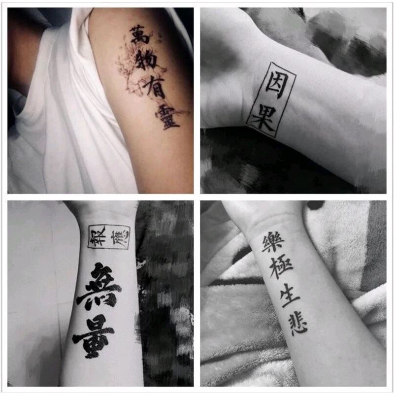 Tato Temporer tulisan Cina / Kanji / jepang/ Temporary Tattoo small kecil / Stiker tattoo tahan air