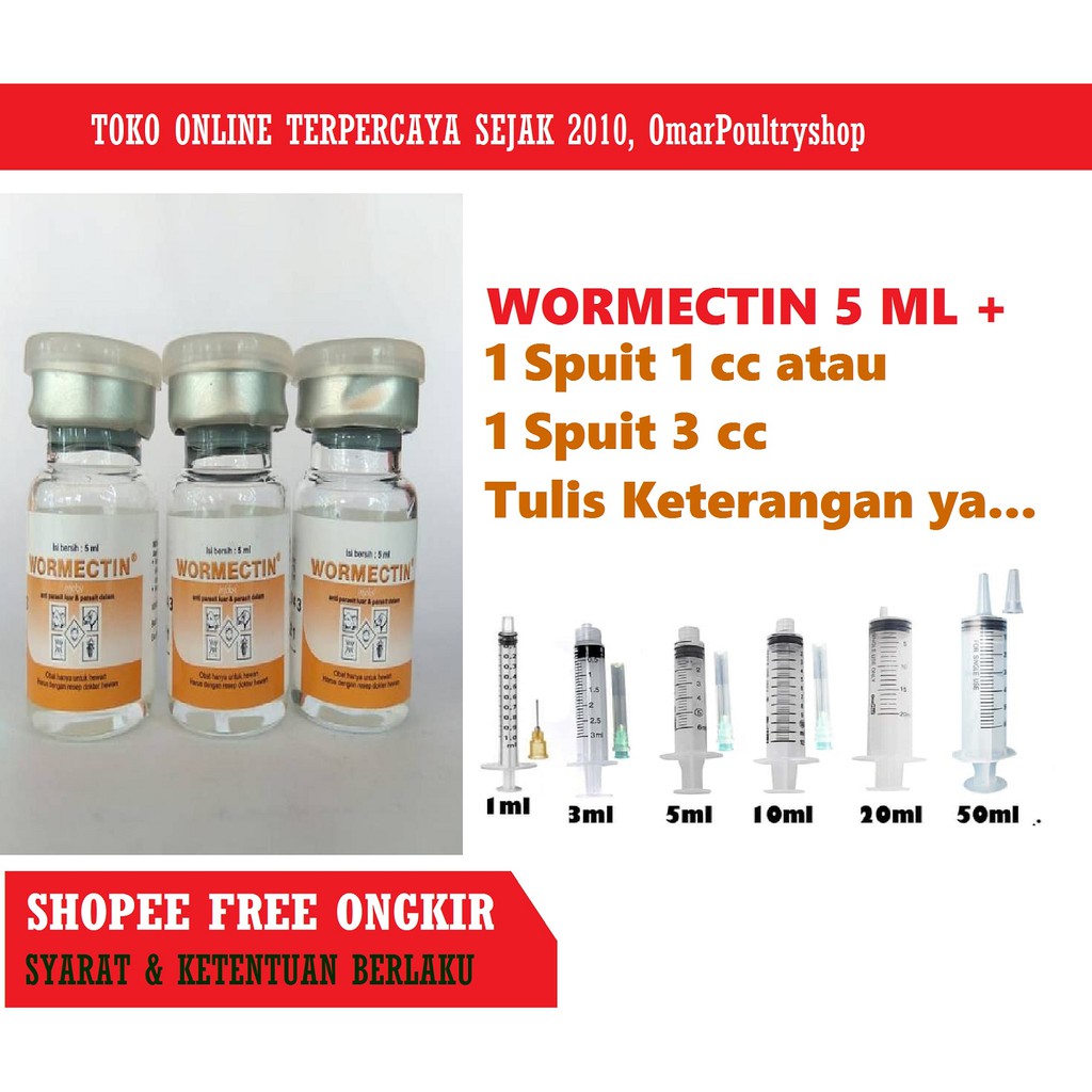 Jual Wormectin Obat Gatal Untuk Keinci Skalian Spuitnya Ml Atau Ml