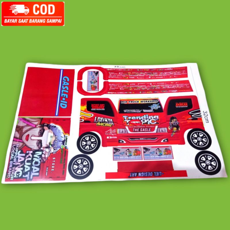 Stiker Pola mobilan truk oleng/trending topic size 45 cm