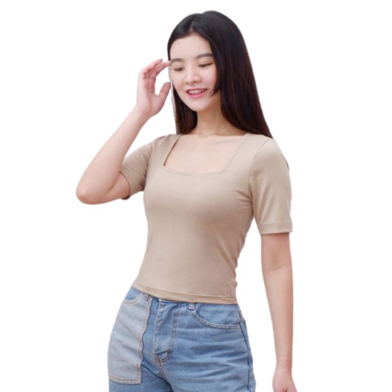 W&amp;D Baju Atasan Wanita Basic Kaos T-shirt Crop Top Murah