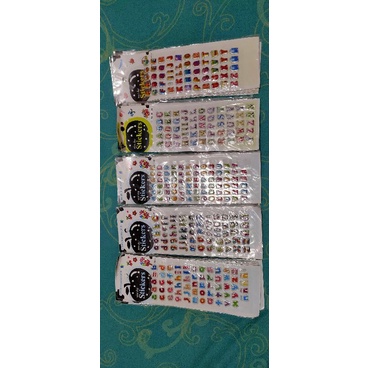 Sticker stiker timbul 3D ABC rainbow huruf besar kecil