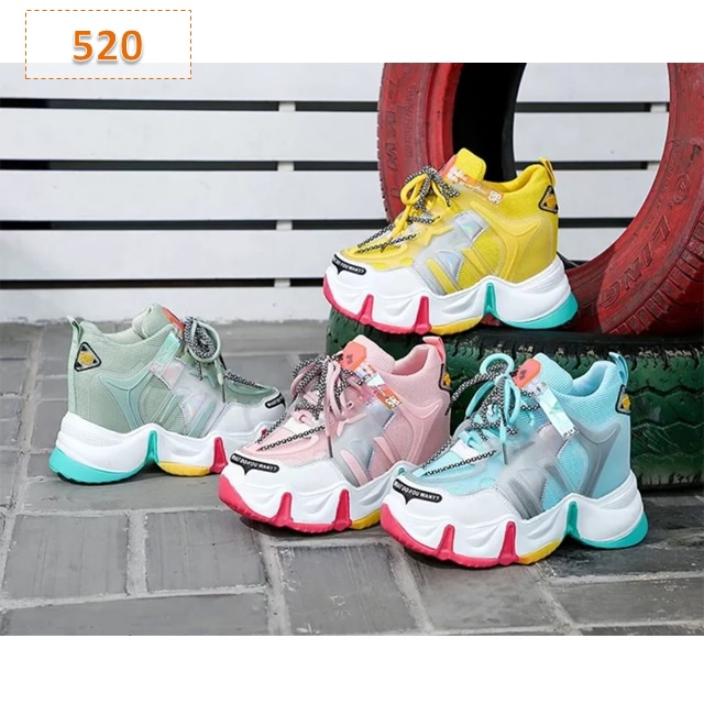 Sale Sepatu Wanita Wedges Tali Cewek Indy Sole 8 cm Pink Kuning Tosca Hijau (AS163)