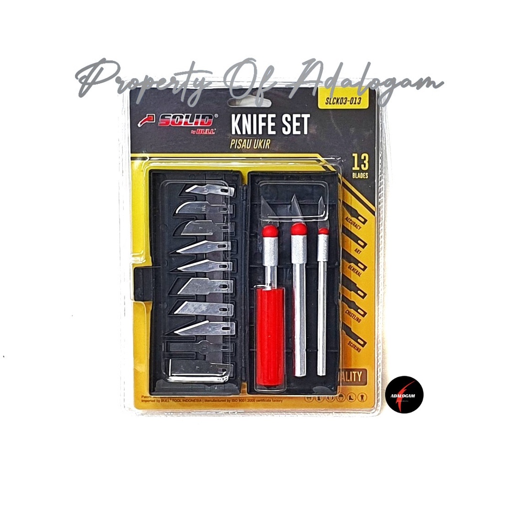 SOLID Hobby Knife Set 13 pcs - Pisau Ukir Pahat Kayu Set Cutter