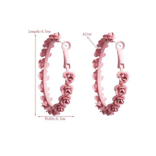 LRC Anting Tusuk Fashion C-shaped Alloy Flower Earrings K69904 K69904