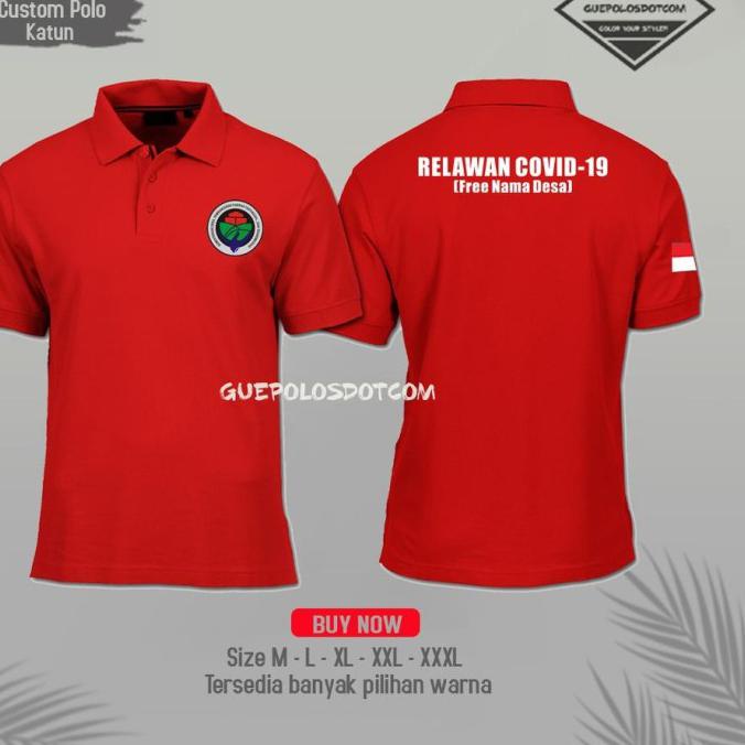 (DONE) KAOS POLO BAJU KERAH DISTRO RELAWAN COVID POLOS CUSTOM KEMENDESA DESA GRATIS ONGKIR