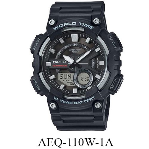 Casio Original  AEQ-110W/BW Jam Tangan Pria - Digital - Karet - G-shock