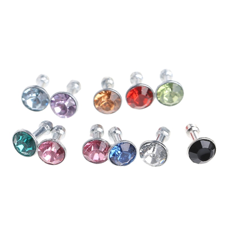 Cre Plug Earphone 3.5mm Anti Debu Bentuk Bulat Hias Berlian Imitasi Glitter Untuk Smartphone