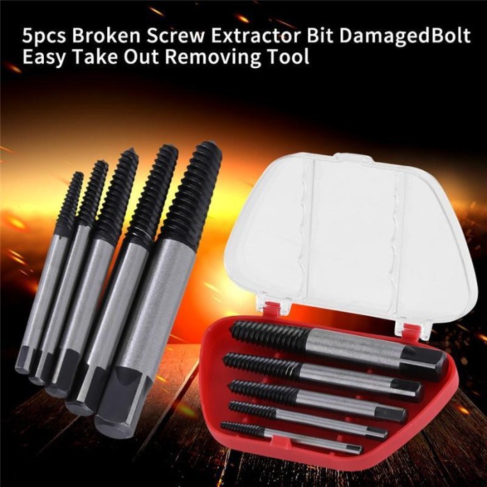 Tap Balik Set Pembuka Pelepas Baut Patah Rusak Broken Screw Extractor Skrup Bolt Remover