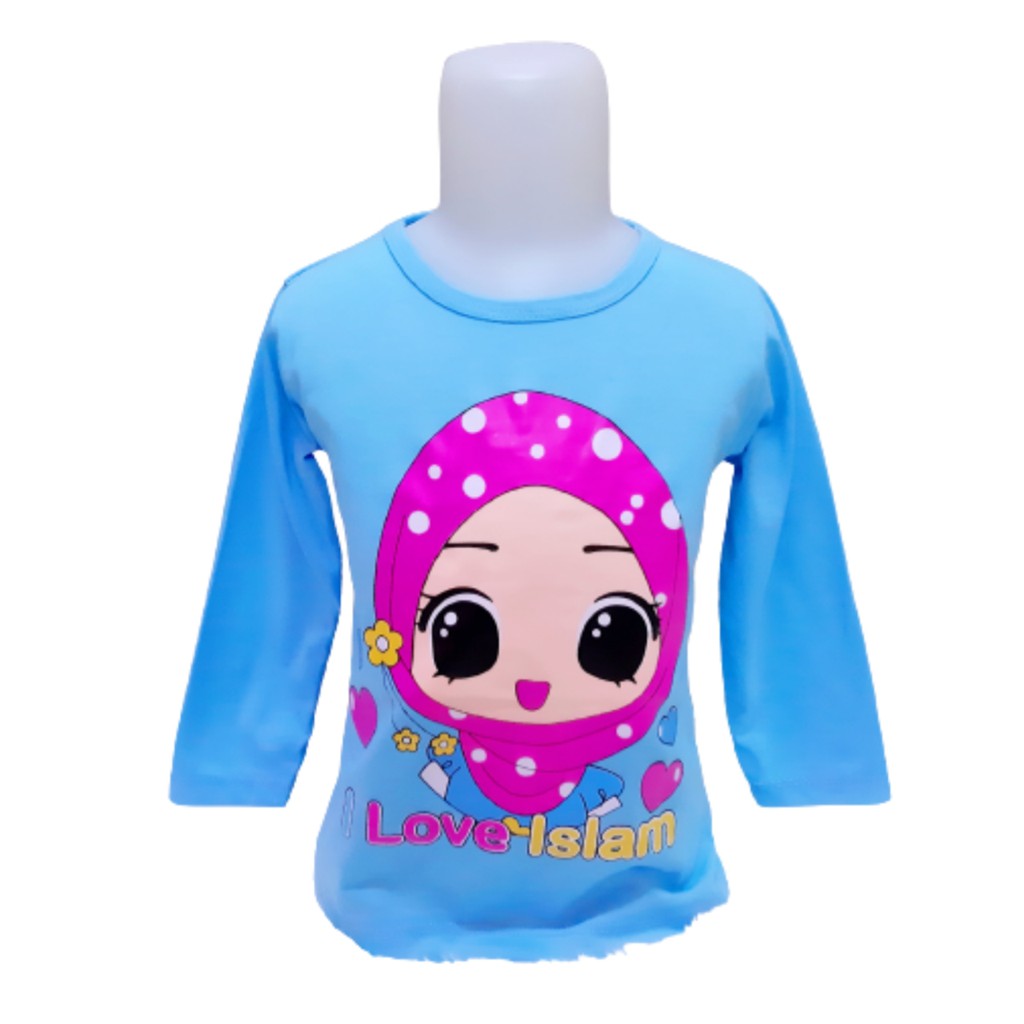 kaos lengan panjang anak perempuan muslimah umur 1-12tahun 012